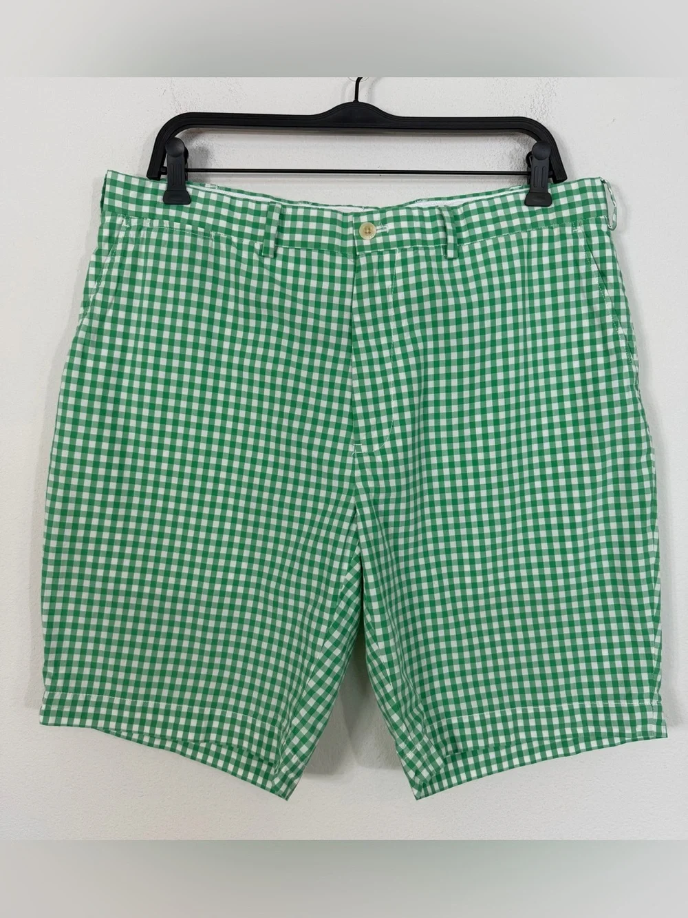 Polo Golf White Green Gingham Shorts RL Preppy Size 36